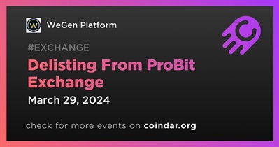 WeGen Platform to Be Delisted From ProBit Exchange on March 29th