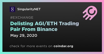 Delisting AGI/ETH Trading Pair From Binance