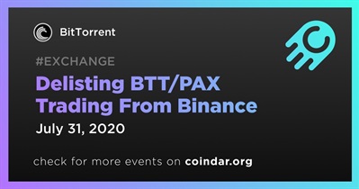 Delisting BTT/PAX Trading From Binance