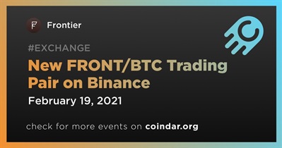New FRONT/BTC Trading Pair on Binance