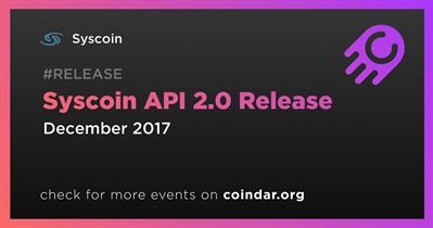 Syscoin API 2.0 Release