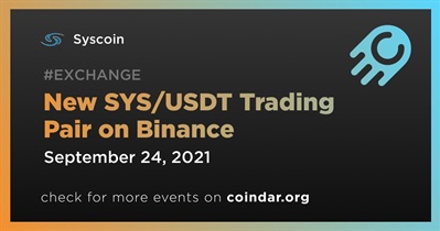New SYS/USDT Trading Pair on Binance