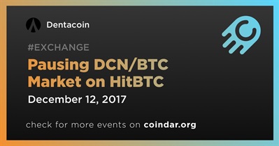 Pausing DCN/BTC Market on HitBTC