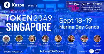 Kaspa to Participate in TOKEN2049 in Singapore on September 18th