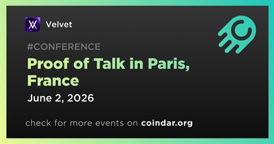 Velvet to Participate in Proof of Talk in Paris on June 2nd