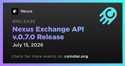 Nexus Released Nexus Exchange API v.0.7.0 on July 15th