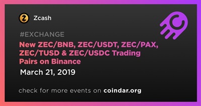New ZEC/BNB, ZEC/USDT, ZEC/PAX, ZEC/TUSD & ZEC/USDC Trading Pairs on Binance